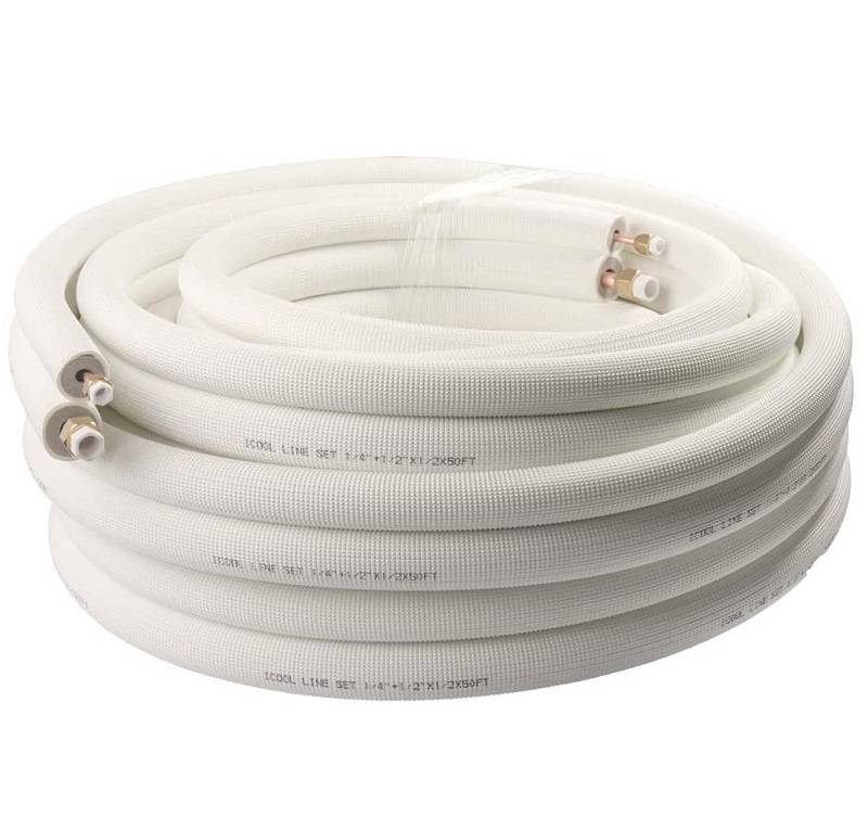 Air Conditioner Line Set 50 Ft. Copper Pipes 1/4" & 3/8" 1/2" Pe For Mini Split Insulated Coil Hvac