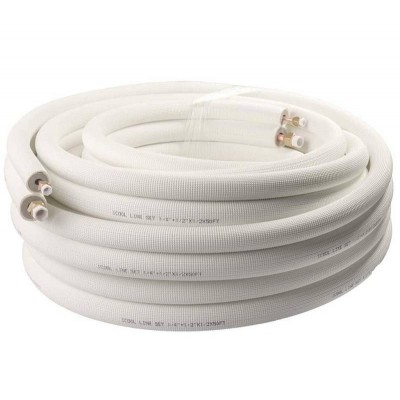 Air Conditioner Line Set 50 Ft. Copper Pipes 1/4" & 3/8" 1/2" Pe For Mini Split Insulated Coil Hvac